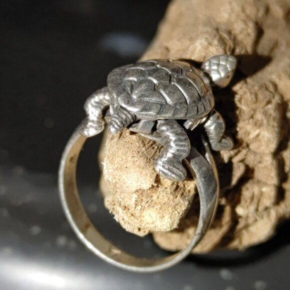 Turtle Tortoise Design Ring Moving Parts Articulated Sterling Silver 925 Nature - Picture 5 of 14